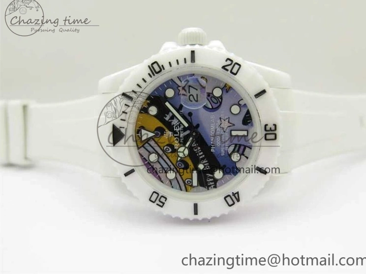 Ceramic Edition 40mm White Dial Submariner Painting White on Best Strap SA3135 Rubber 5GF 0104